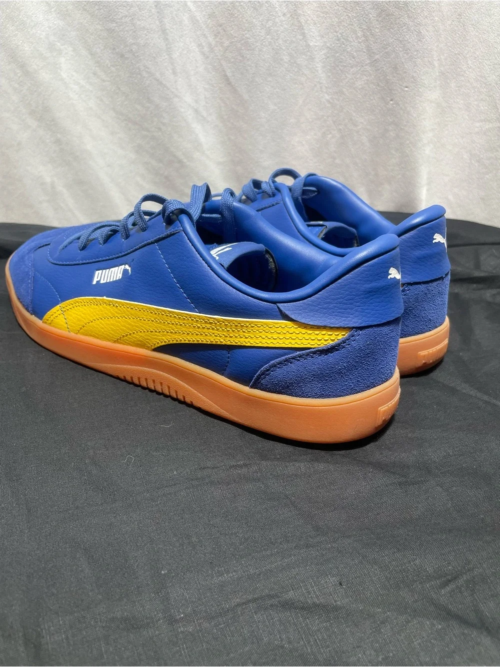 Puma 5v5 Men's Blue Sneakers with Yellow Stripe and Gum Sole